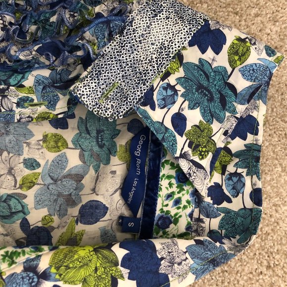 George Roth Floral Ruffle Front Button Down Shirt - Picture 4 of 6